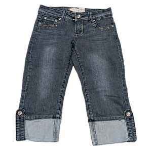 Grandeur Women's size 3  Rhinestone Pocket Sequin Capri Jeans
